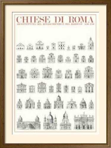 Framed Posters: - Architekturplakate Roma - Chiese di Roma Framed Art Print (101 x 76 cm) 