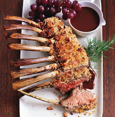 Roast Lamb with Lamb Sausage Crust and Fresh Grape Pan Sauce    Roast Lamb with Lamb Sausage Crust and Fresh Grape Pan Sauce