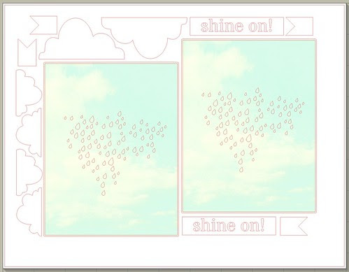 rainy sky & clouds - free card kit cut file for 2 A2 size cards