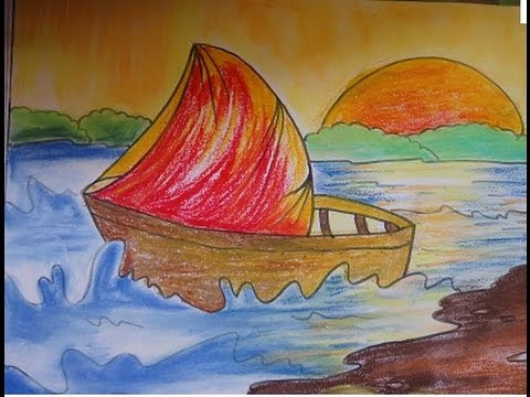 easy drawing for kids,beautiful scenery drawing - YouTube