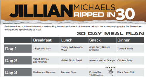 ... :Click the photo for Jillian�s 30 Day Meal Plan free and online