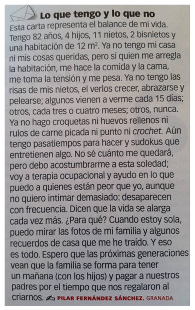 La emotiva carta de una anciana que te hará reflexionar