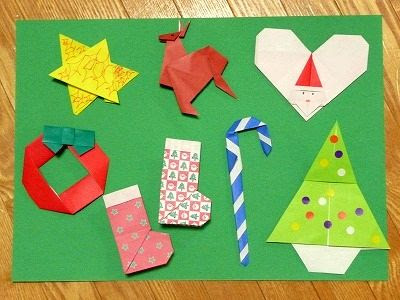 クリスマスの折り紙をおって飾りました ちびむすブログ