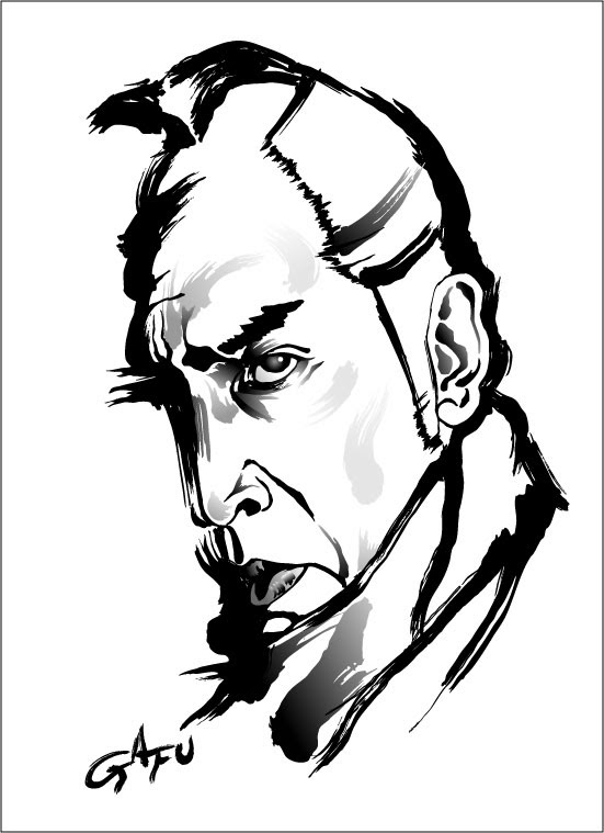 必殺仕事人 中村主水 筆画 似顔絵の雅風万画人 がふうまがじん
