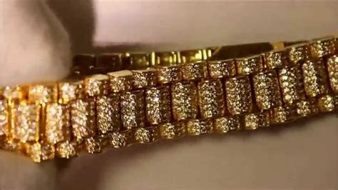Men's double box chain bracelet, oxidized sterling silver . Gold Diamond Rolex Bracelet - YouTube