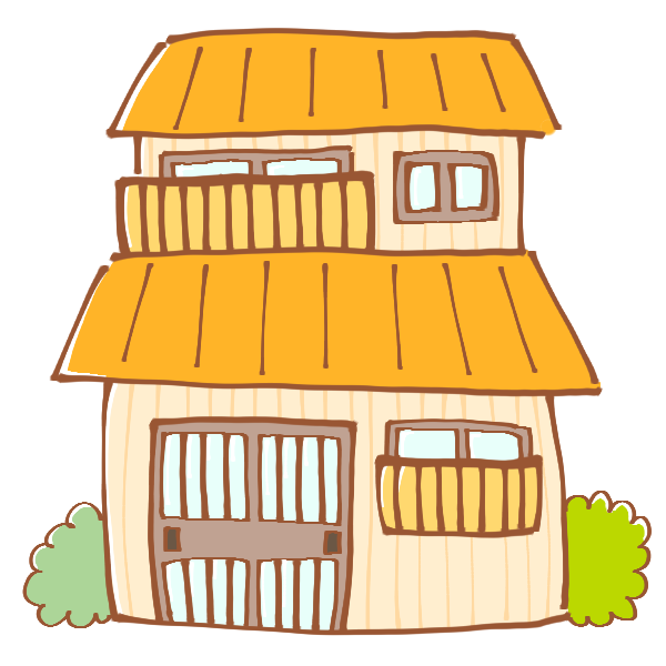 昭和な雰囲気の2階建てのおうちのイラスト かわいいフリー素材が無料のイラストレイン