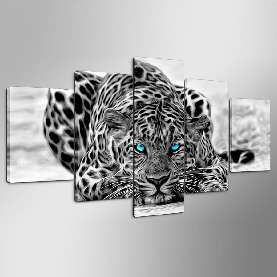 Peinture Leopard Artwork Tableau Noir Et Blanc Leopard Style
