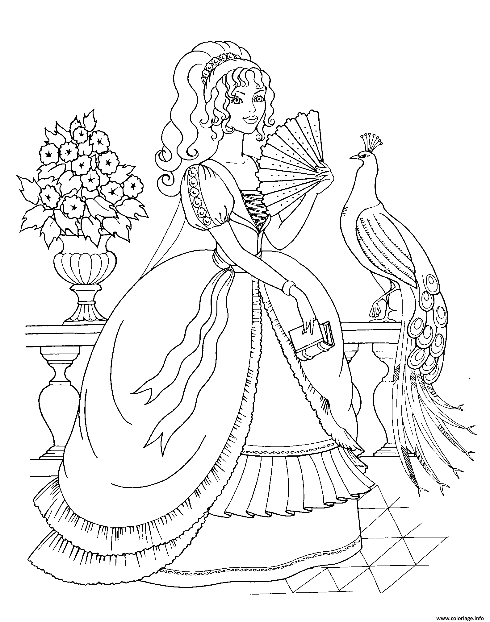 Dessin princesse sur un balcon Coloriage Gratuit   Imprimer