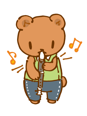 リコーダーを吹くくまのイラスト かわいいフリー素材が無料のイラストレイン