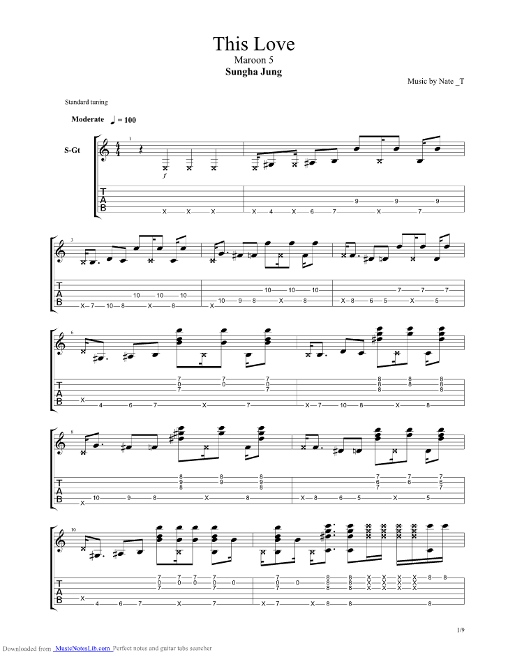 Maroon 5 This Love Guitar Pro Tab By Sungha Jung Musicnoteslib Com