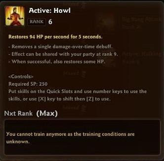 The Howl skill at Max Rank