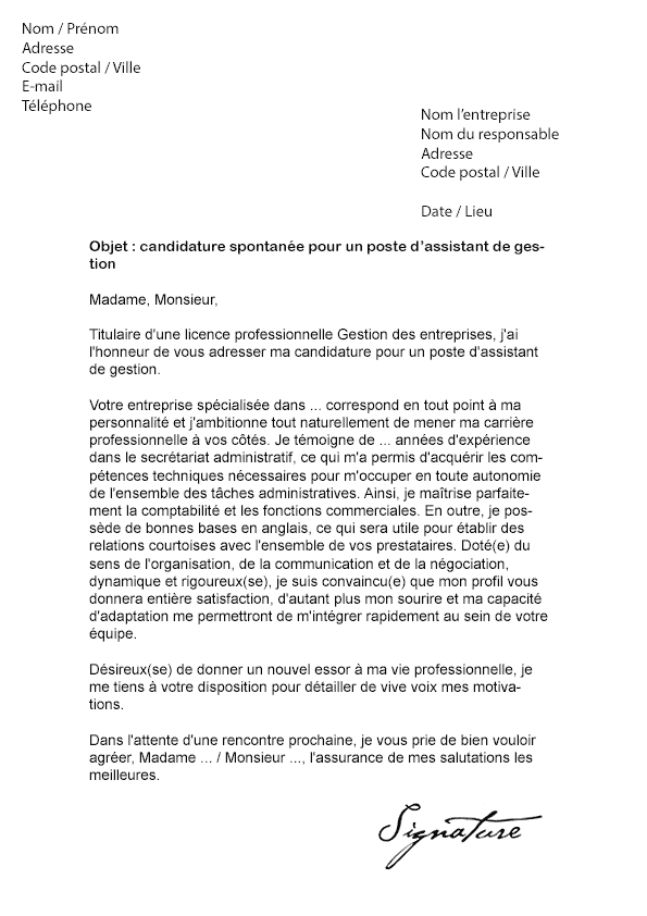 modele lettre de motivation gestionnaire rh