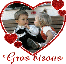 "Gros bisous" - Deux enfants dans un coeur...