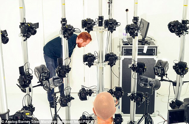 It was created as part of a 3D study into mortality, using a technique known as photogrammetry, and features in the video for Duologue¿s single MEMEX. Duologue worked with photogrammetry firm FBFX to create a full body scan of Ms Nesbitt using a 94-camera system (pictured)