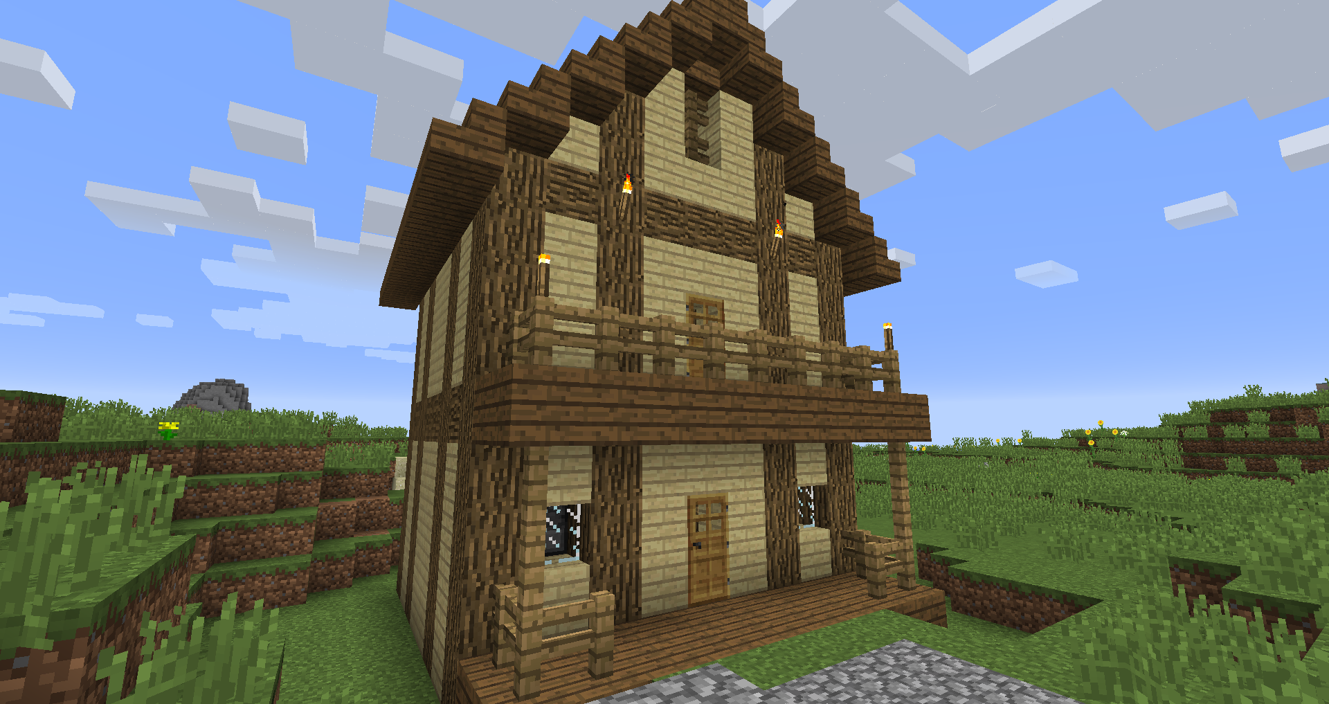 村に洋風の家を建てる 道を整備 マインクラフト Minebox