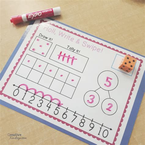 These games can help kids learn to count, recognize numbers, … roll write and swipe dice worksheets for kindergarten math centers