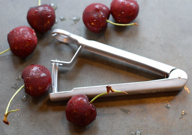 Cherries get to know the new pitter by Eve Fox, Garden of Eating blog, copyright 2011