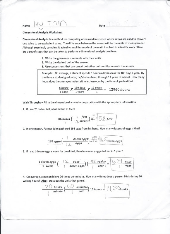 Topic 2:1 Dimensional Analysis Worksheet - Ivy's Chemistry Blog