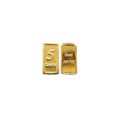 5 Grain .999 Fine Pure Solid Gold Bullion Bar
