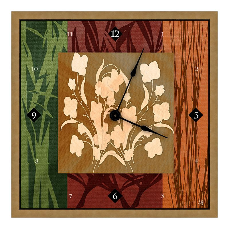 Floral Decoration II Art Wall Clock, Brown