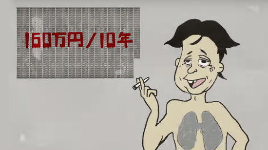 動画 タバコを吸う人と吸わない人の 50年 を40秒で比較した動画
