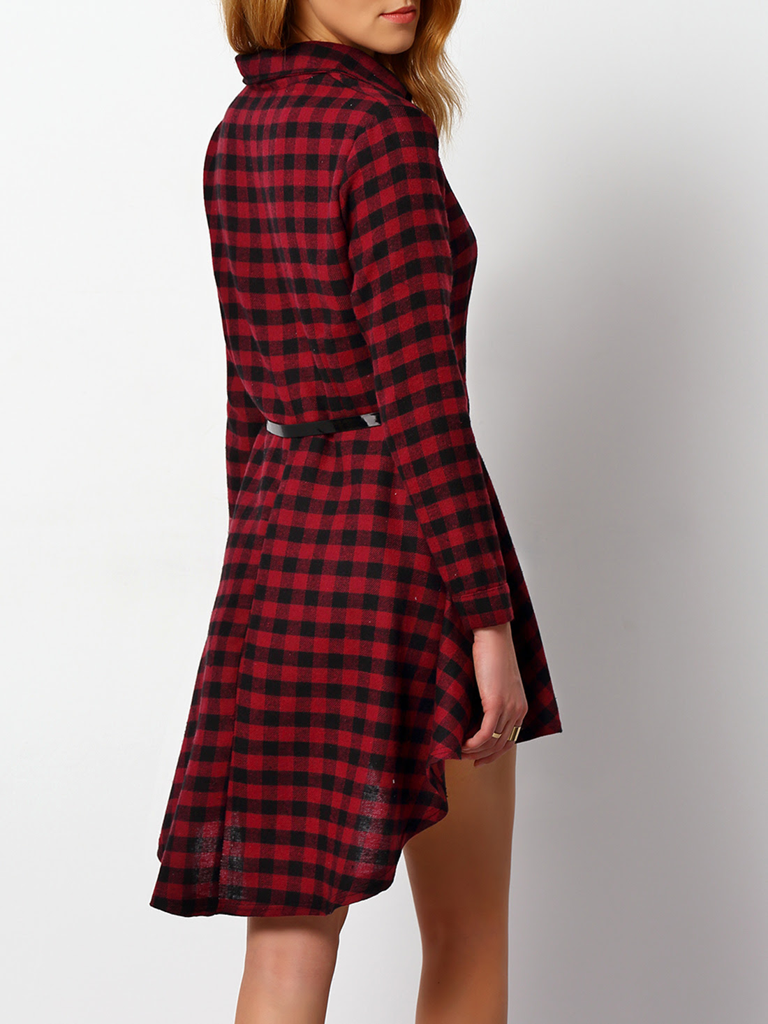Red Black Long Sleeve Plaid Shirt Dress SheIn Sheinside Red Black Long Sleeve Plaid Shirt Dress SheIn Sheinside