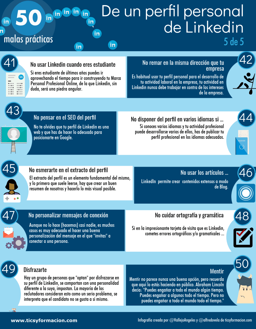 50 malas prácticas de un perfil de LinkedIn (5 de 5)