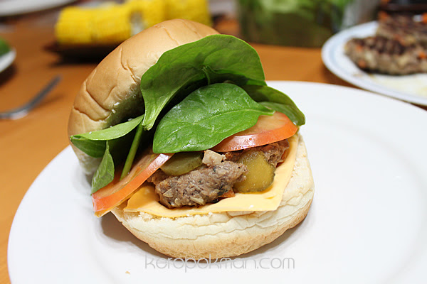 Home made burger meal