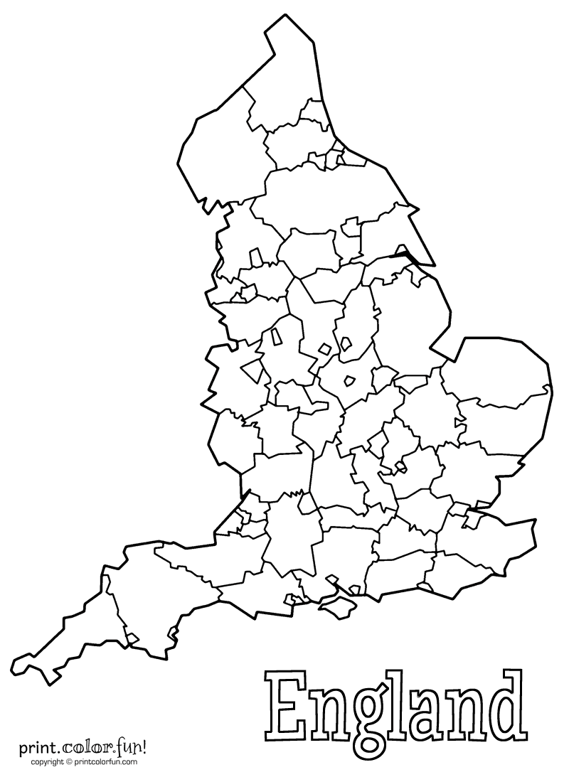 Download Map of England coloring page - Print. Color. Fun!