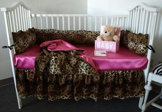 Leopard Print Crib Bedding Set by SewCustomCorporation on Etsy