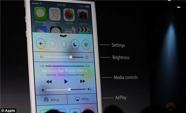 The Apple Control Center can be accessed from any screen in iOS 7, including the Lock Screen