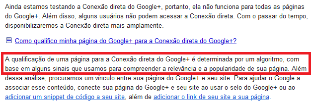Ligação direta entre as SERPs e o Plus