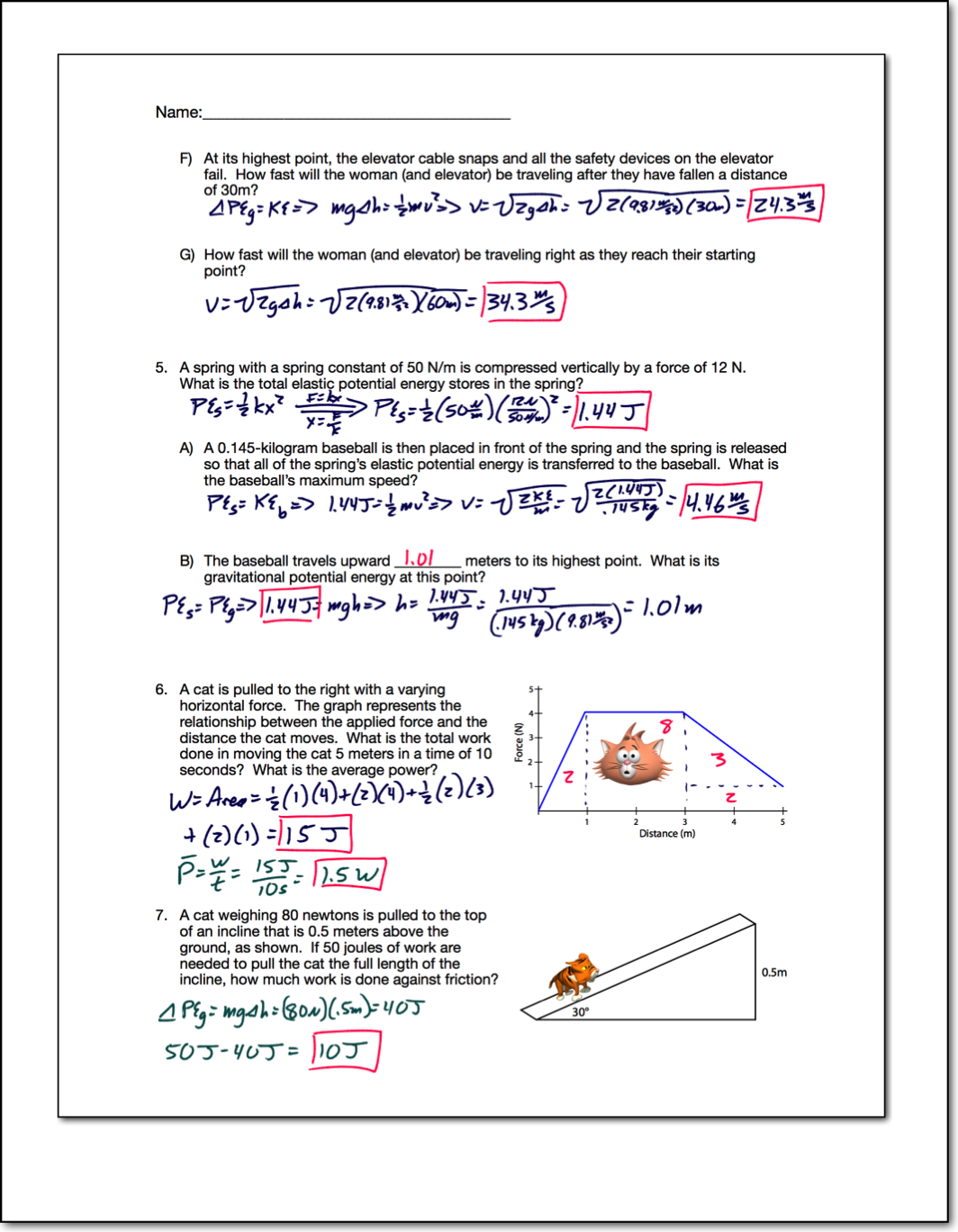 Work Energy Power Review - Regents Physics