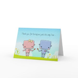 Valentine's Day Cute Robot Couple card