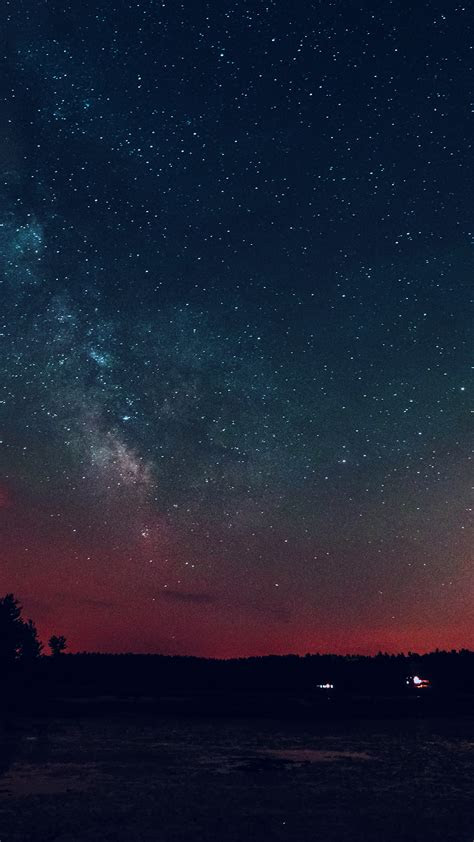 nk night sky star starry romantic red wallpaper