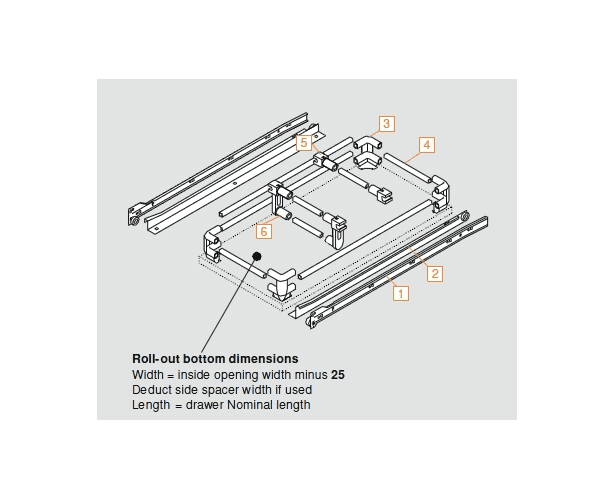 Blum 230M4000 White METABOX METABOX 20 Long Pull-Out Single Extension Standard Slide Set with Blumatic Self-Closing 230M4000