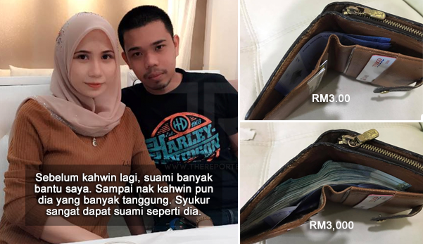 "Kesian suami dalam wallet ada RM3 je, takpe senyap-senyap kita letak RM3000, harap dia tak menggelabah" - Itu tanda saya menghargai pengorbanan suami selama ini