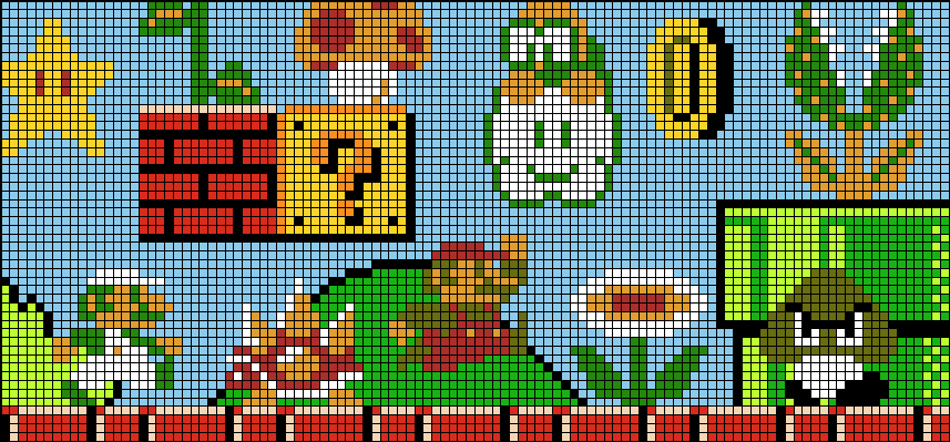 Super Mario Scene Levels Perler Bead Pixel Art Pattern - Pixel Art Shop