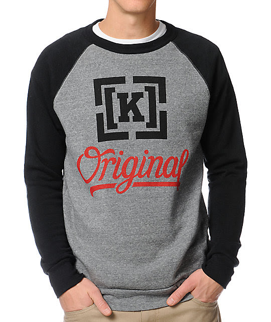 Download KR3W Original 4 Heather Grey & Black Crew Neck Sweatshirt ...