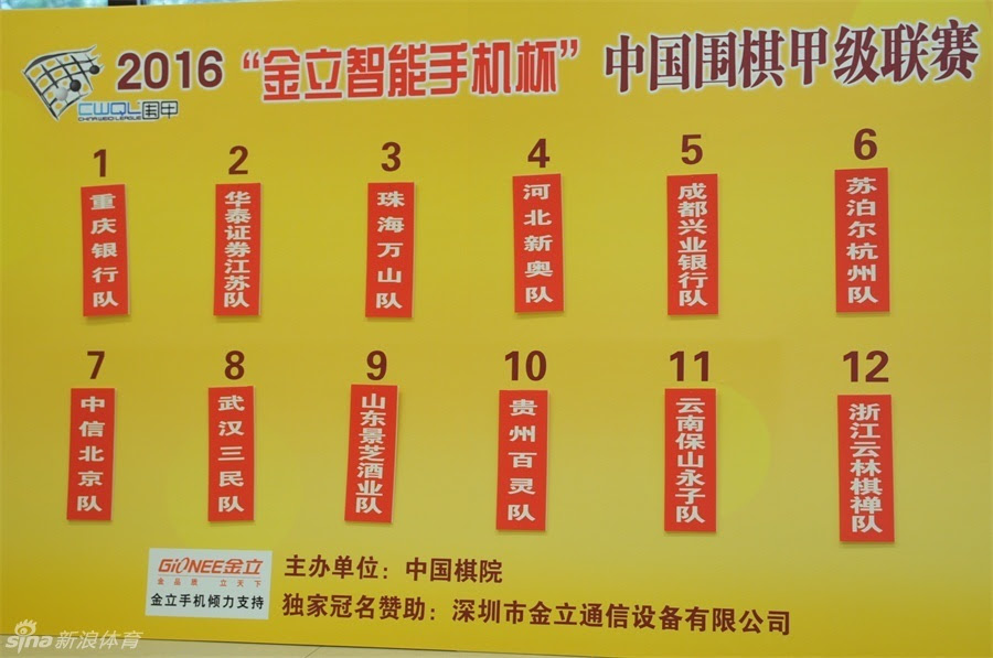 16金立智能手机杯中国围棋甲级联赛日程安排 棋牌 新浪竞技风暴 新浪网