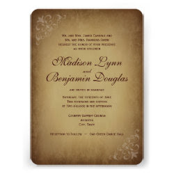 Vintage Rustic Wedding Invitations Rounded Corners