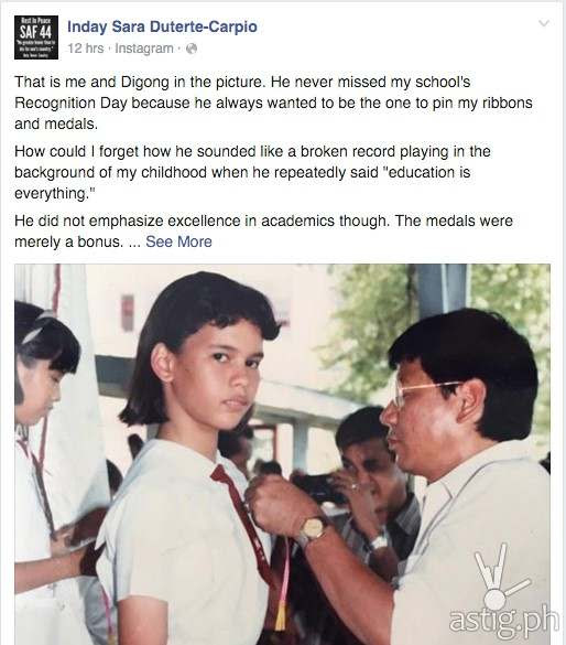 Inday Sarah Posts A Heartwarming Message About His Father Rodrigo Duterte Astig Ph