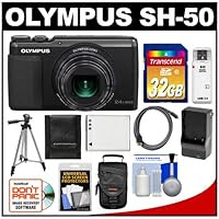 Olympus Stylus SH-50 iHS Digital Camera with 32GB Card + Case + Battery & Charger + Tripod + HDMI Cable + Accessory Kit