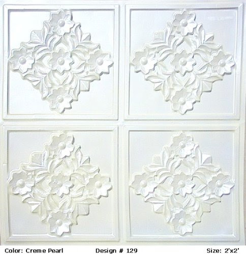129 Faux Tin Ceiling Tile Glue up (24x24)-White Pearl Best Buy Ceiling Tiles