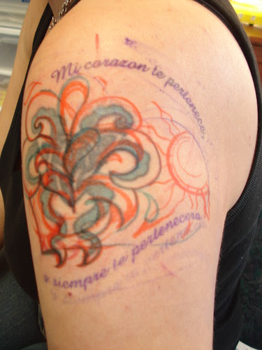 Markuss Decker - tombstone cover up. Left shoulder/arm cover-up tattoo 
