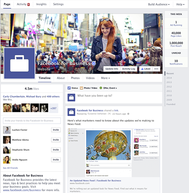 new facebook pages 2014