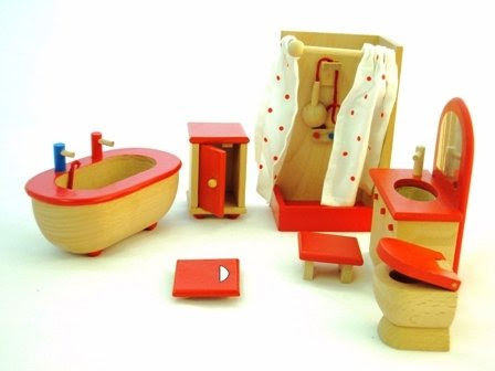 Order online Wooden Dolls House Bathroom Furniture - 7 Pieces ~ Dolls 