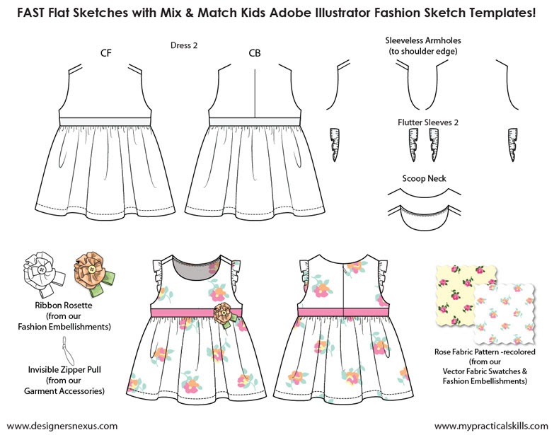 Kids Illustrator Flat Fashion Sketch Templates My Practical Skills My Practical Skills