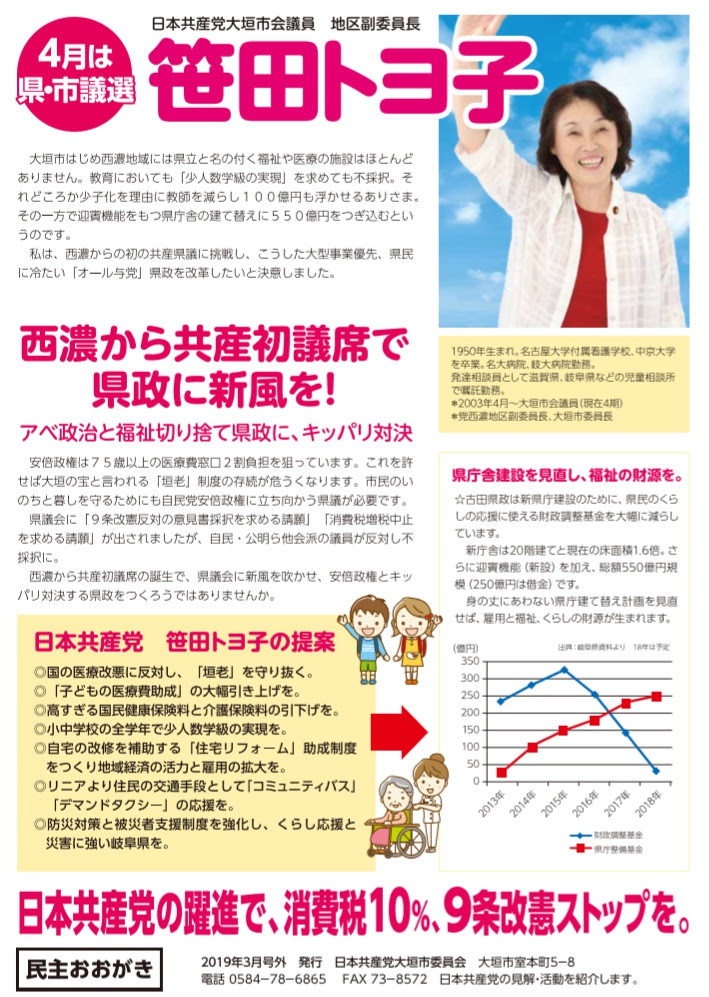 選挙 日本共産党西濃地区委員会
