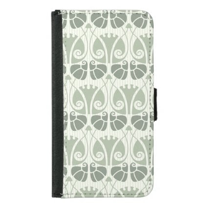 Art nouveau,teal,beige,floral,belle époque,vintage wallet phone case for samsung galaxy s5